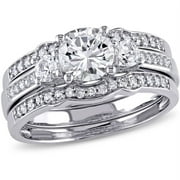 Everly Women's Created Sapphire and Diamond 10k White Gold Bridal Set